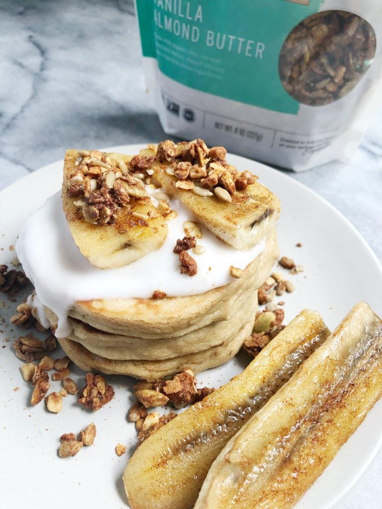 Purely Elizabeth 5 768x1024 - Paleo Pancakes with Coconut Yogurt, Caramelized Banana & Grain-Free Granola