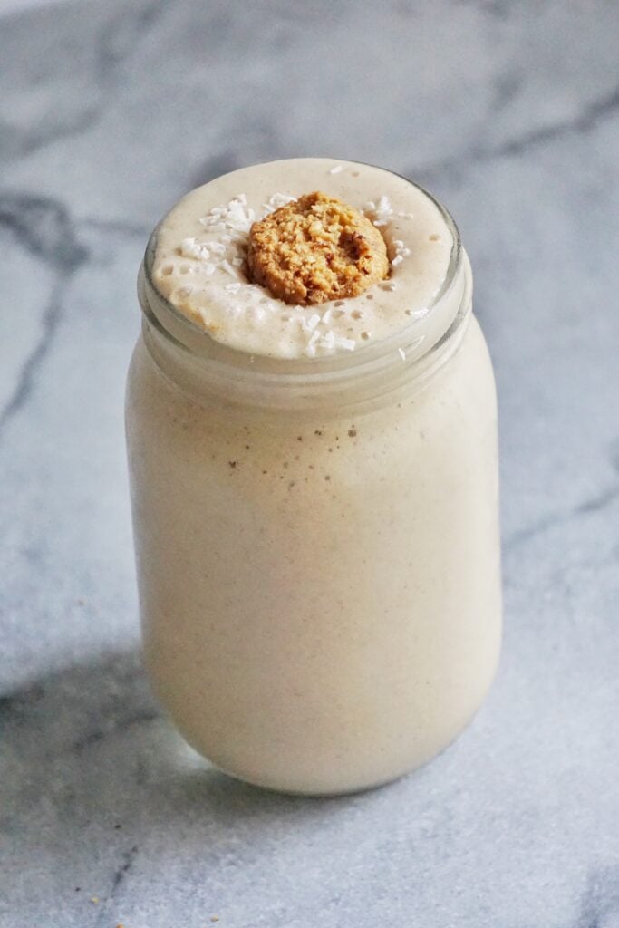 Oatmeal Cookie Smoothie Leahs Plate 683x1024 - Coconut Oatmeal Cookie Smoothie